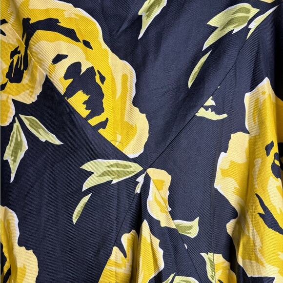 Cache Black Yellow Print A Line Skirt Side Zip Fully Lined Size 6 - Picture 3 of 6